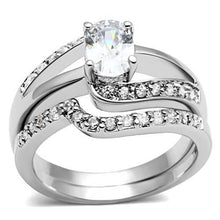 Load image into Gallery viewer, 3W022 - Rhodium Brass Ring with AAA Grade CZ  in Clear