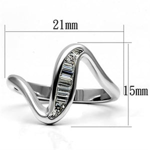 3W024 - Rhodium Brass Ring with AAA Grade CZ  in Clear