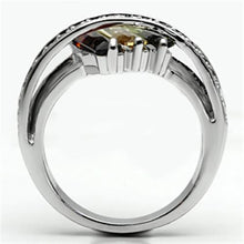 Load image into Gallery viewer, 3W025 - Rhodium Brass Ring with AAA Grade CZ  in Multi Color