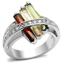 Load image into Gallery viewer, 3W025 - Rhodium Brass Ring with AAA Grade CZ  in Multi Color