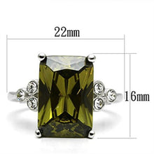 Load image into Gallery viewer, 3W029 - Rhodium Brass Ring with AAA Grade CZ  in Olivine color