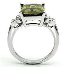 Load image into Gallery viewer, 3W029 - Rhodium Brass Ring with AAA Grade CZ  in Olivine color