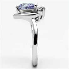 Load image into Gallery viewer, 3W030 - Rhodium Brass Ring with AAA Grade CZ  in Light Amethyst
