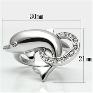 3W032 - Rhodium Brass Ring with Top Grade Crystal  in Clear