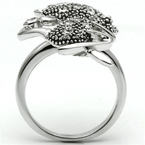3W036 - Rhodium Brass Ring with Top Grade Crystal  in Clear