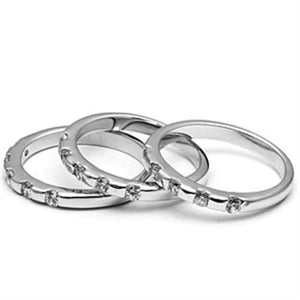 3W038 - Rhodium Brass Ring with AAA Grade CZ  in Clear