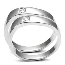 Load image into Gallery viewer, 3W039 - Rhodium Brass Ring with AAA Grade CZ  in Clear