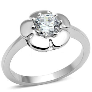 3W041 - Rhodium Brass Ring with AAA Grade CZ  in Clear