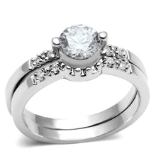 Load image into Gallery viewer, 3W044 - Rhodium Brass Ring with AAA Grade CZ  in Clear