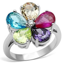 Load image into Gallery viewer, Jessyca Cocktail Ring - Rhodium Brass, AAA CZ , Multi Color - 3W045