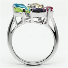 Load image into Gallery viewer, Jessyca Cocktail Ring - Rhodium Brass, AAA CZ , Multi Color - 3W045