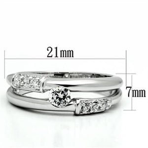 3W049 - Rhodium Brass Ring with AAA Grade CZ  in Clear