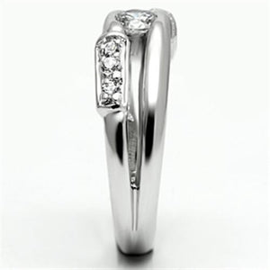 3W049 - Rhodium Brass Ring with AAA Grade CZ  in Clear