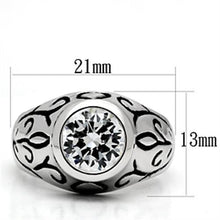 Load image into Gallery viewer, 3W057 - Rhodium Brass Ring with AAA Grade CZ  in Clear