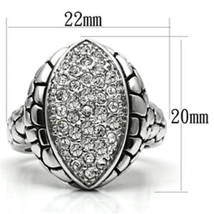 3W058 - Rhodium Brass Ring with Top Grade Crystal  in Clear