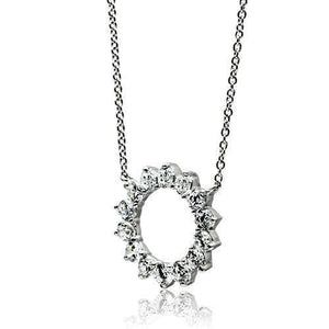 3W072 Rhodium Brass Necklace with AAA Grade CZ in Clear