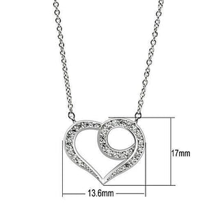 3W075 - Rhodium Brass Necklace with AAA Grade CZ  in Clear