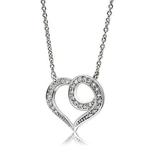 3W075 - Rhodium Brass Necklace with AAA Grade CZ  in Clear