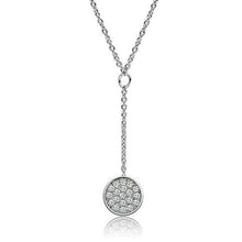 Load image into Gallery viewer, 3W077 - Rhodium Brass Necklace with AAA Grade CZ  in Clear