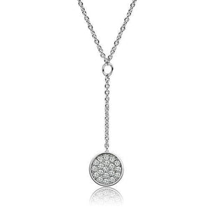 3W077 - Rhodium Brass Necklace with AAA Grade CZ  in Clear
