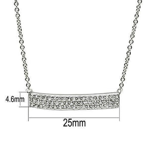 3W079 - Rhodium Brass Necklace with AAA Grade CZ  in Clear
