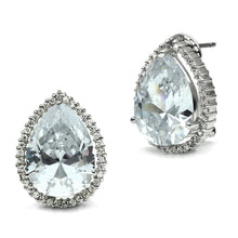 Load image into Gallery viewer, 3W080 - Rhodium Brass Earrings with AAA Grade CZ  in Clear