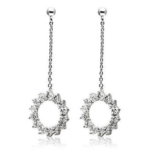 Load image into Gallery viewer, 3W081 - Rhodium Brass Earrings with AAA Grade CZ  in Clear