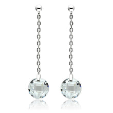 Load image into Gallery viewer, 3W082 - Rhodium Brass Earrings with AAA Grade CZ  in Clear