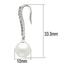 Load image into Gallery viewer, 3W086 - Rhodium Brass Earrings with Synthetic Pearl in White