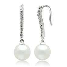 Load image into Gallery viewer, 3W086 - Rhodium Brass Earrings with Synthetic Pearl in White