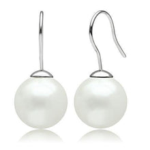 Load image into Gallery viewer, 3W087 - Rhodium Brass Earrings with Synthetic Pearl in White