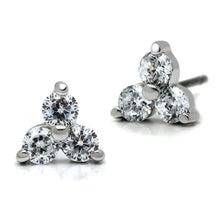 Load image into Gallery viewer, 3W097 - Rhodium Brass Earrings with AAA Grade CZ  in Clear