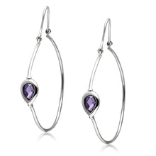 Load image into Gallery viewer, 3W099 - Rhodium Brass Earrings with AAA Grade CZ  in Amethyst