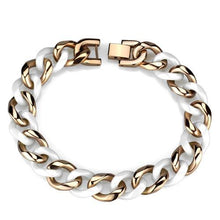 Load image into Gallery viewer, 3W1001 - IP Rose Gold(Ion Plating) Stainless Steel Bracelet with Ceramic  in White