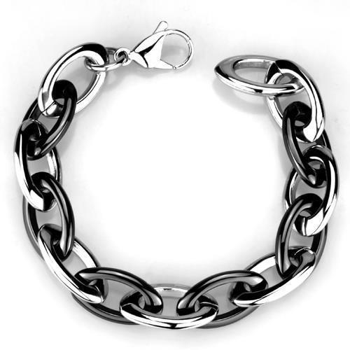 3W1009 - High polished (no plating) Stainless Steel Bracelet with Ceramic  in Jet