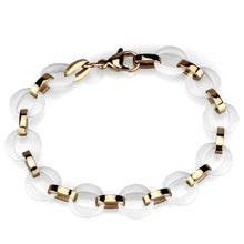 Load image into Gallery viewer, 3W1015 - IP Rose Gold(Ion Plating) Stainless Steel Bracelet with Ceramic  in White