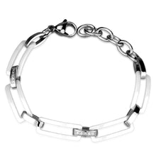 Load image into Gallery viewer, 3W1016 - High polished (no plating) Stainless Steel Bracelet with Ceramic  in White