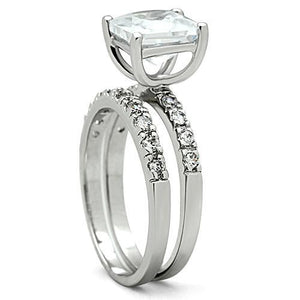 3W102 - Rhodium Brass Ring with AAA Grade CZ  in Clear