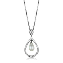 Load image into Gallery viewer, 3W1031 - Rhodium Brass Chain Pendant with Synthetic Pearl in White