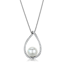 Load image into Gallery viewer, 3W1036 - Rhodium Brass Chain Pendant with Synthetic Pearl in White