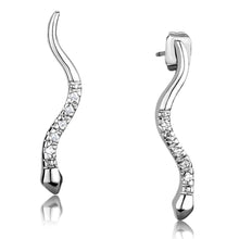 Load image into Gallery viewer, 3W1051 - Rhodium Brass Earrings with AAA Grade CZ  in Clear