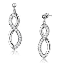 Load image into Gallery viewer, 3W1055 - Rhodium Brass Earrings with AAA Grade CZ  in Clear