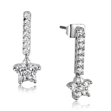 Load image into Gallery viewer, 3W1056 - Rhodium Brass Earrings with AAA Grade CZ  in Clear