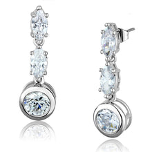 Load image into Gallery viewer, 3W1060 - Rhodium Brass Earrings with AAA Grade CZ  in Clear