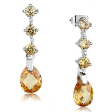 Load image into Gallery viewer, 3W1063 - Rhodium Brass Earrings with AAA Grade CZ  in Champagne