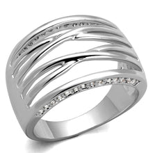 Load image into Gallery viewer, 3W1066 - Rhodium Brass Ring with AAA Grade CZ  in Clear