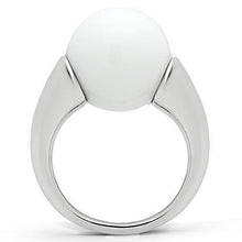 Load image into Gallery viewer, 3W106 - Rhodium Brass Ring with Synthetic Glass Bead in White