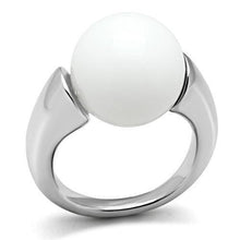 Load image into Gallery viewer, 3W106 - Rhodium Brass Ring with Synthetic Glass Bead in White