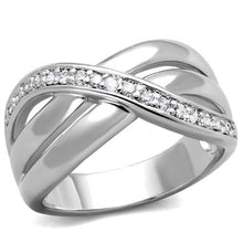 Load image into Gallery viewer, 3W1071 - Rhodium Brass Ring with AAA Grade CZ  in Clear