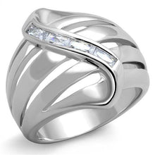 Load image into Gallery viewer, 3W1077 - Rhodium Brass Ring with AAA Grade CZ  in Clear